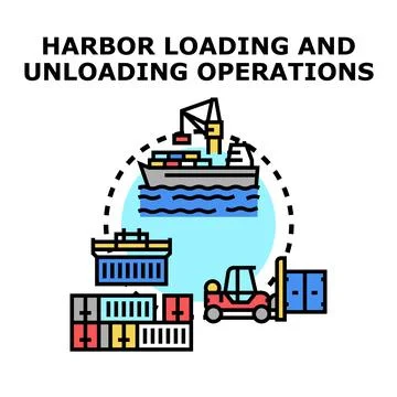 Harbor loading and unloading operations concept vector イラスト素材