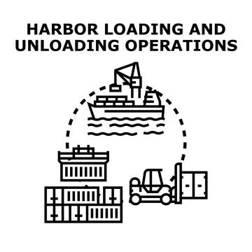 Harbor loading and unloading operations concept vector イラスト素材