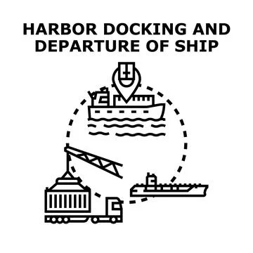 Harbor logistics process for ship cargo delivery Stock Illustration
