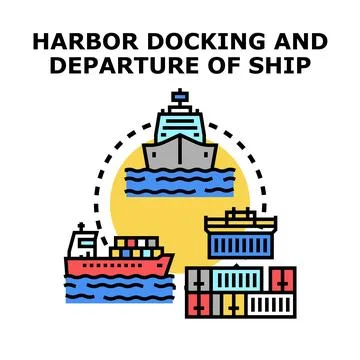 Harbor logistics shipping and cargo transportation service Stock Illustration