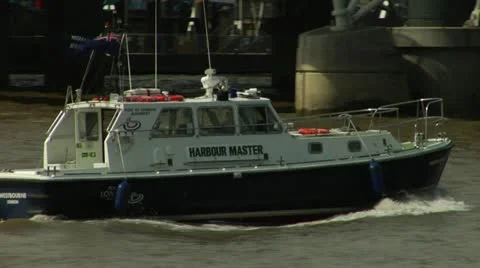 Harbor Master Boat, The Thames Stock Footage 10805082