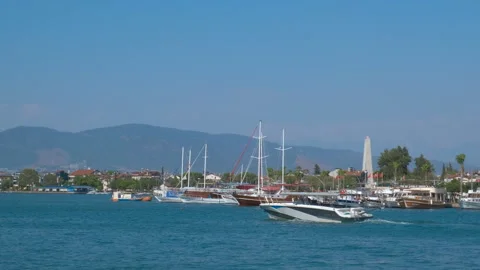 Harbor with moored sailboats in rays. Stock Footage 271123305