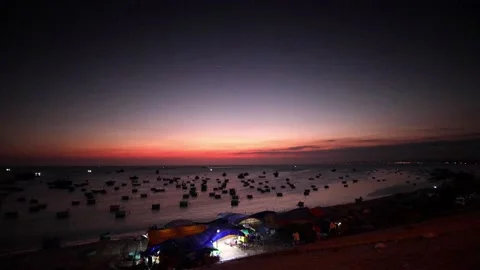 The harbor of Mui Ne at night Stock Footage 133172131