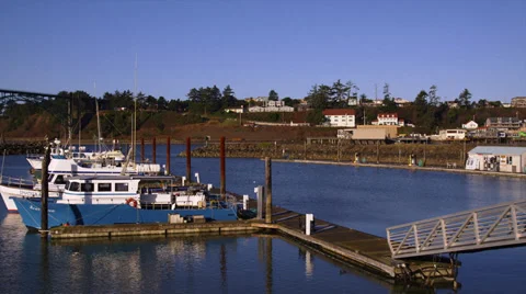 Harbor in Newport, OR, Camera Pan Stock Footage 35276338