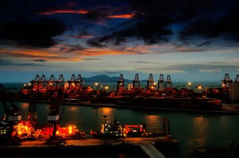 Harbor at night Stock Photos