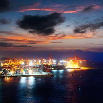 Harbor at night Stock Photos