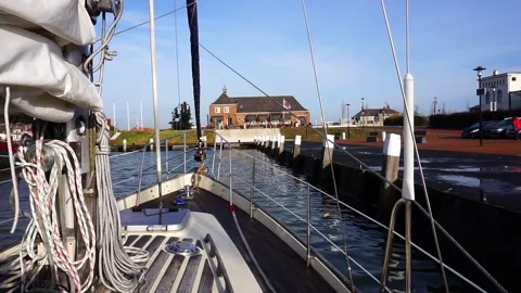 Harbor in Numansdorp, view of a terrace in Dutch village. Stock Footage 150210309
