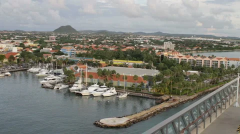 Harbor of Oranjestad, Aruba Stock Footage