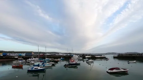 Harbor in Paignton at dawn. Stock Footage 138503380