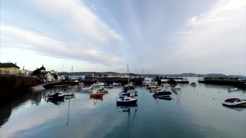 Harbor in Paignton at dawn. Stock Footage 138510940