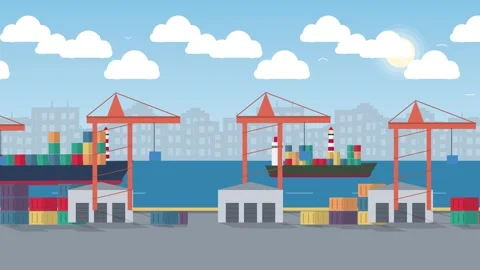 Harbor port with cranes 库存影片 348270956