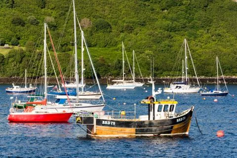 In the harbor of Portree, Isle of Skye Stock Photos