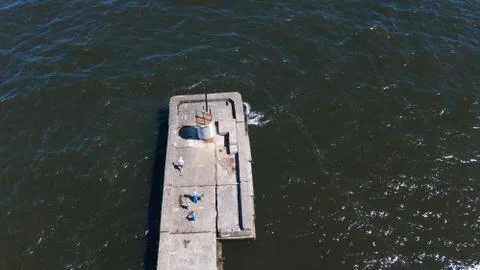 Harbor Roja Latvia Aerial view of countryside drone top view Stock Photos