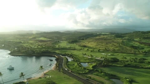 Harbor To Rolling Green Hils1 Stock Footage 256681748
