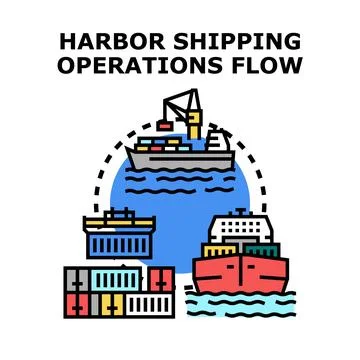 Harbor shipping operations flow process illustration Stock Illustration