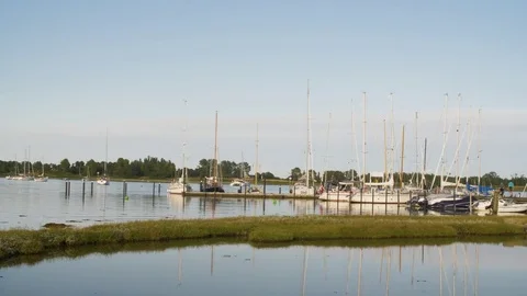 Harbor slow-panning Stock Footage 81599128