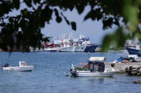 Harbor in Stavros Stock Photos