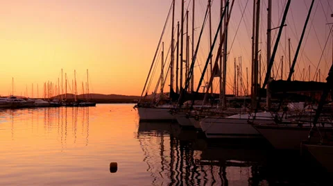Harbor at sunset Stock Footage 33618284