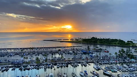 A harbor sunset Stock Footage 145438723