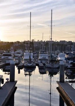 Harbor at sunset Stock Photos