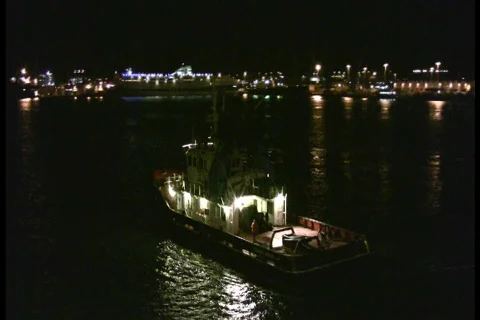 Harbor view in dark Stock Footage 88493