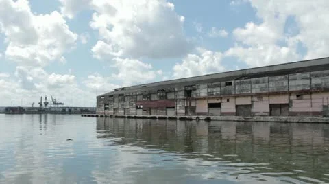 Harbor warehouse in Cuba Stock Footage 12366840