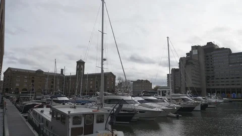 A harbor with yachts in the city. Stock Footage 102503518