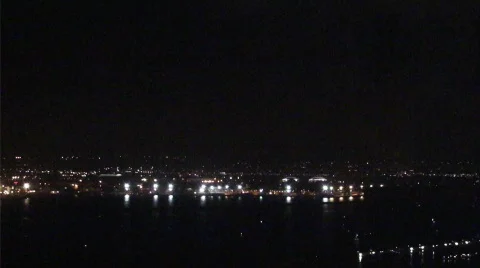 Harbor Zoom with fireworks Stock Footage 481847