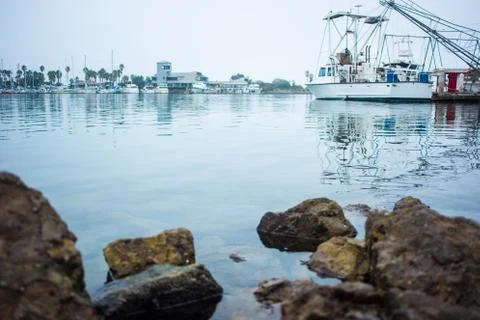 Harborside with a low point of view Stock Photos