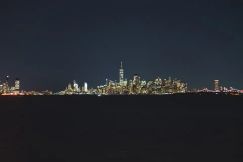 Harborview Downtown Manhattan Night Hyperlaspe Stock Footage 176736574