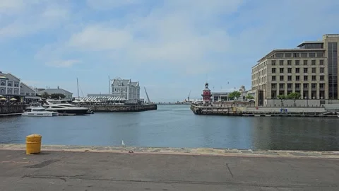 Harbour and Clock Tower, V&amp;A Waterfront, Cape Town, South Africa 8K Video stock 347930126
