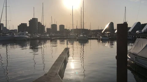 Harbour Areal View During Sunset 4K Relaxation Stock Footage 115580840