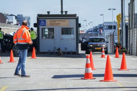 Harbour border control observing the people Stock Photos