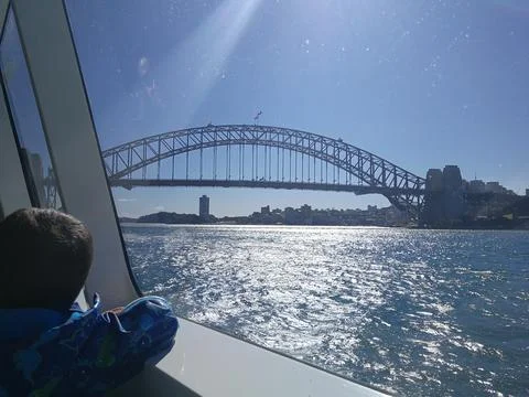 Harbour Bridge desde el mar Foto stock