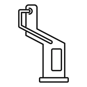 Harbour crane loading cargo container onto ship line icon Illustrazione stock