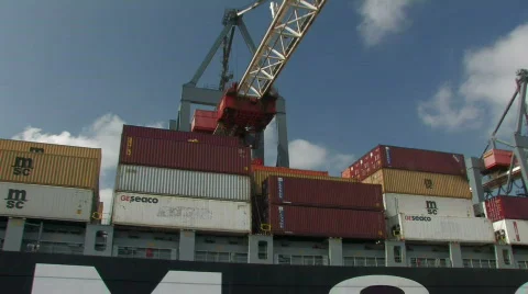 Harbour cranes and containers  Stock Footage 497570
