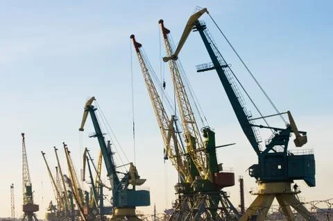 Harbour cranes Stock Photos