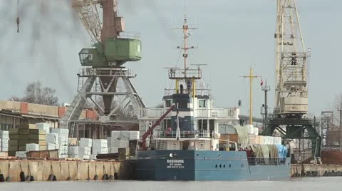 Harbour docking ship Stock Footage 10864710