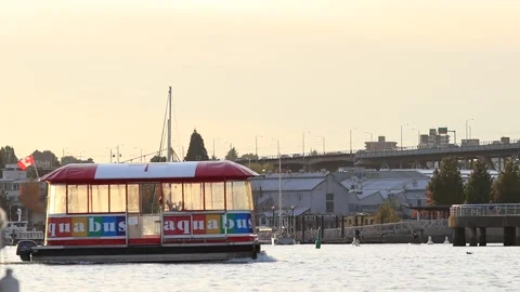 Harbour Ferry Fall Sun Set Video stock 142899493