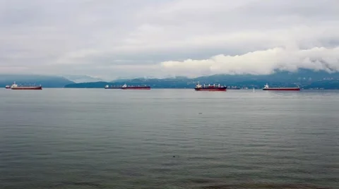 Harbour Freighters 4 Stock Footage 1079002