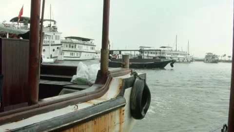 Harbour in Halong Bay Stock Footage 72375691