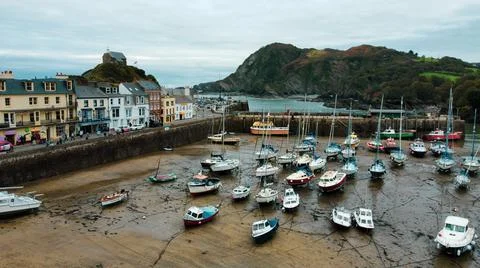 Harbour at low tide Stock Photos