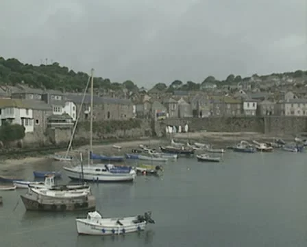 Harbour with moored boats Stock Footage 8913107