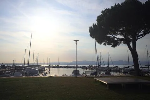 Harbour with moored boats Stock Photos