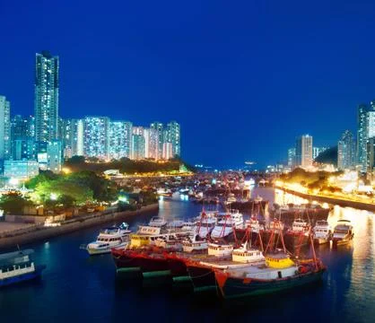 Harbour at night Stock Photos