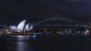 Harbour by night Timelapse Stock Footage 85873306