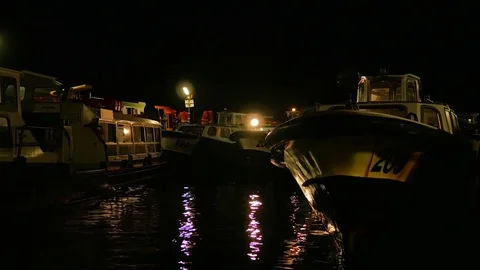 Harbour at Night in Venice Stock Footage 72594158