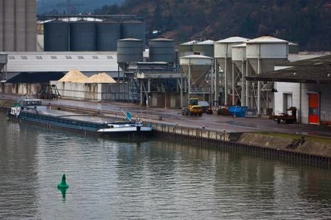 Harbour at the river Neckar Stock Photos