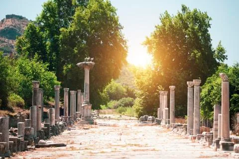 Harbour street (Arcadian Way) of Ephesus Stock Photos