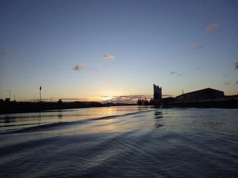Harbour at sunset Foto stock